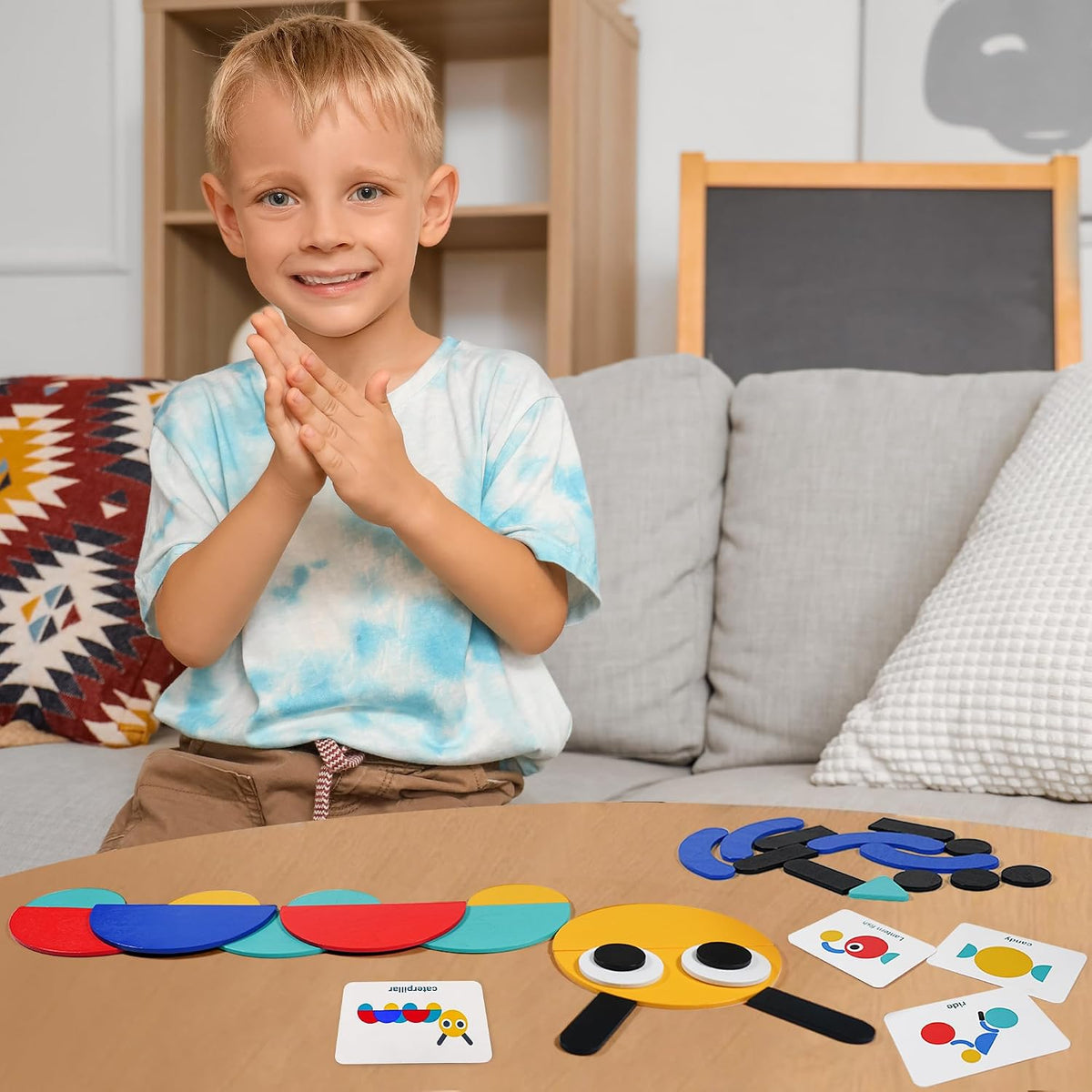 LiKee Wooden Shape Puzzle, 36 Blocks& 1 Booklet - 60 cards / 36 - image 2