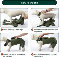 Kuoser Dog Surgery Recovery Suit, Thigh Wound Protective Sleeve for Dogs, Dog Recovery Sleeve for Female Male Dogs, Pet Surgical Suit for Spay Neuter, Dog Onesie After Surgery, Green XXL