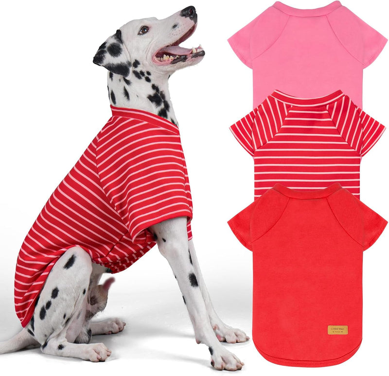 KYEESE 3Pack Dog Sweater with Sleeves Fleece Shirt for Small Dogs – Essentials for Dogs - 07# 3Pack(Red+Pink+Red Stripe) / 2XL (50-75lbs)