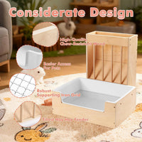 Extra-Large 2-in-1 Rabbit Litter Box & Hay Feeder Set, Wood - image 3