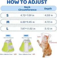 Breathable Air Mesh Cat Cone Collar Soft to Stop Licking, Adjustable, Foldable Lightweight Kitten Cones After Surgery Recovery for Cats & Kittens (Yellow Green,M)