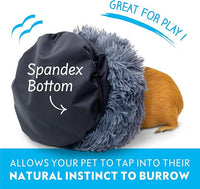 Paw Inspired Furr-O Burrowing Pet Bed with Zip-On Spandex and Fleece Bottoms for Guinea Pigs and Other Small Animals, Cozy Carrier, Hideout Enrichment Toy, Cage Accessories (Dark Gray)