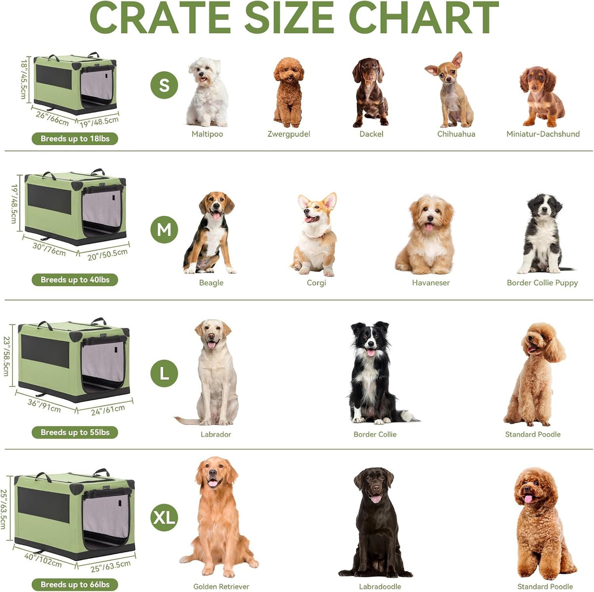 PETSFIT 36" Soft Portable Dog Crate - 36.0"L x 24.0"W x 23.0"H / Green - image 2