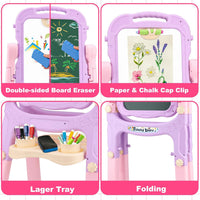Easel for Kids Double-Sided Art Drawing Board Toys 3 4 Year Birthday - Pink - image 4