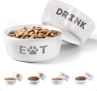 Ceramic Dog Bowl Set of 2 with Anti-Skid Base, 5.5"W x 2"H - Small 5.5" / Gray