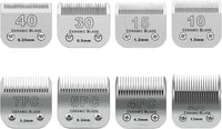 10# Grooming Ceramic Pet Clipper Blades Compatible with Andis & Oster - Silver / 8 piece set