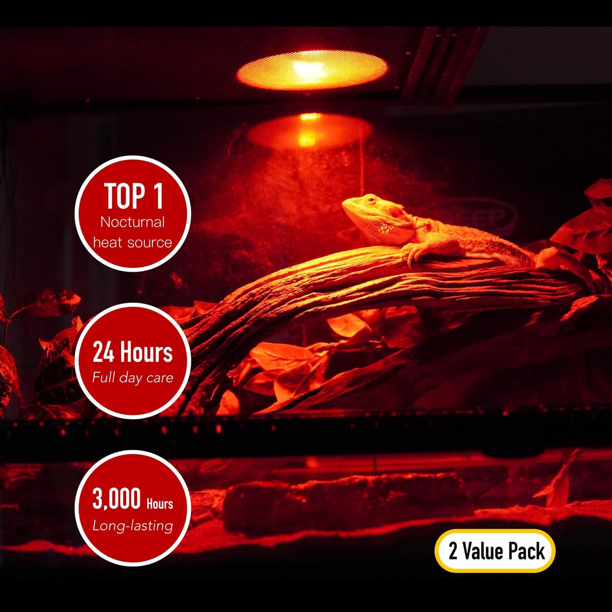 Basking Light for Reptiles, Reptile Heat Bulb Light - 2-Pack Infrared Basking Spot / 100W - image 2