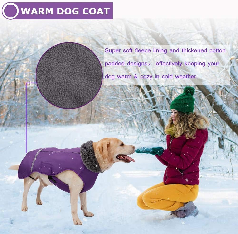 QBLEEV Warm Dog Coat, Reflective Dog Jacket - Purple / Small - image 3