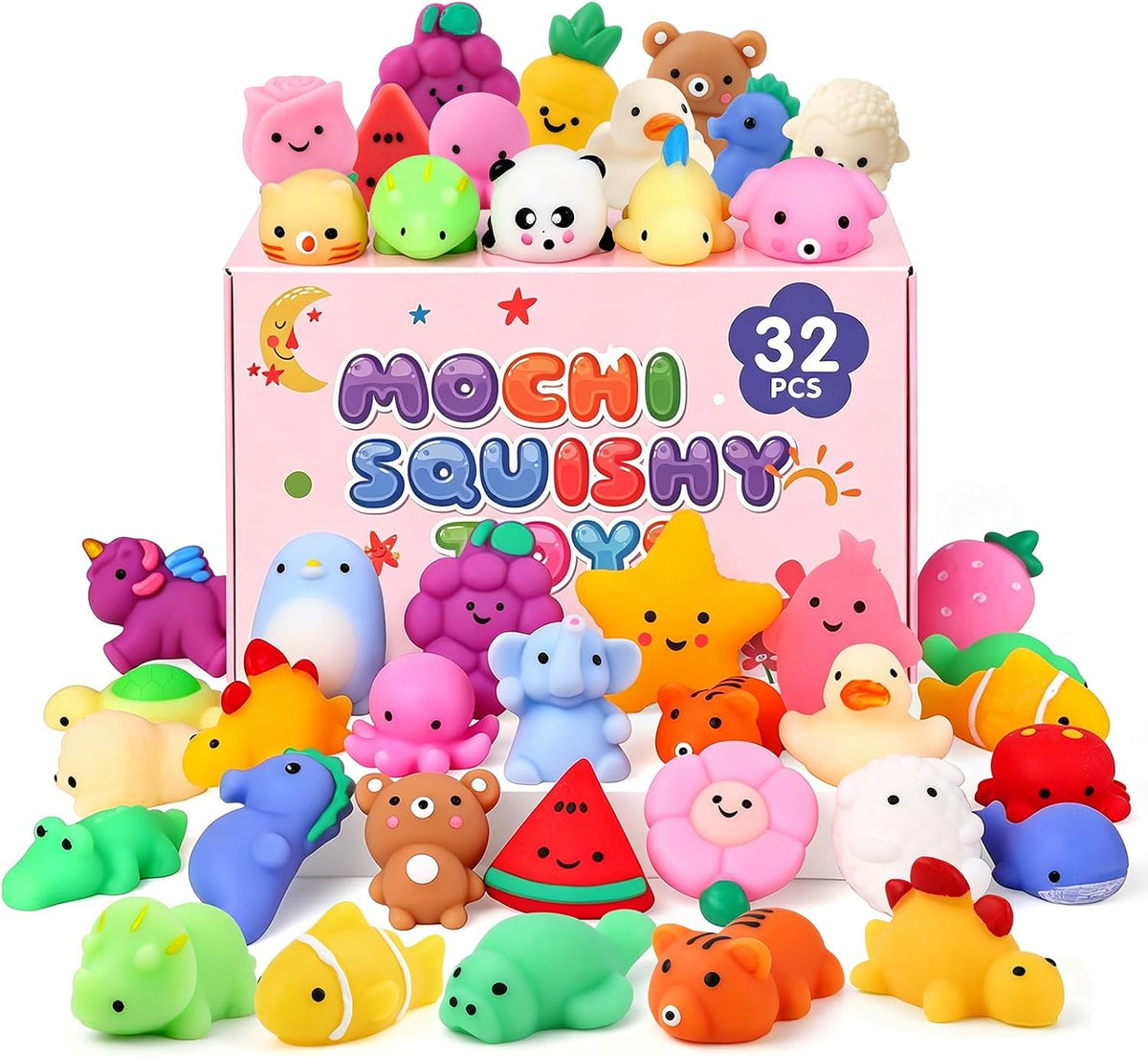 16 Pack Slow Rising Stress Balls，Textured Memory Soft Stress Ball – Fun for Kids & Family - 32 Pack Mochi Squishy Toys