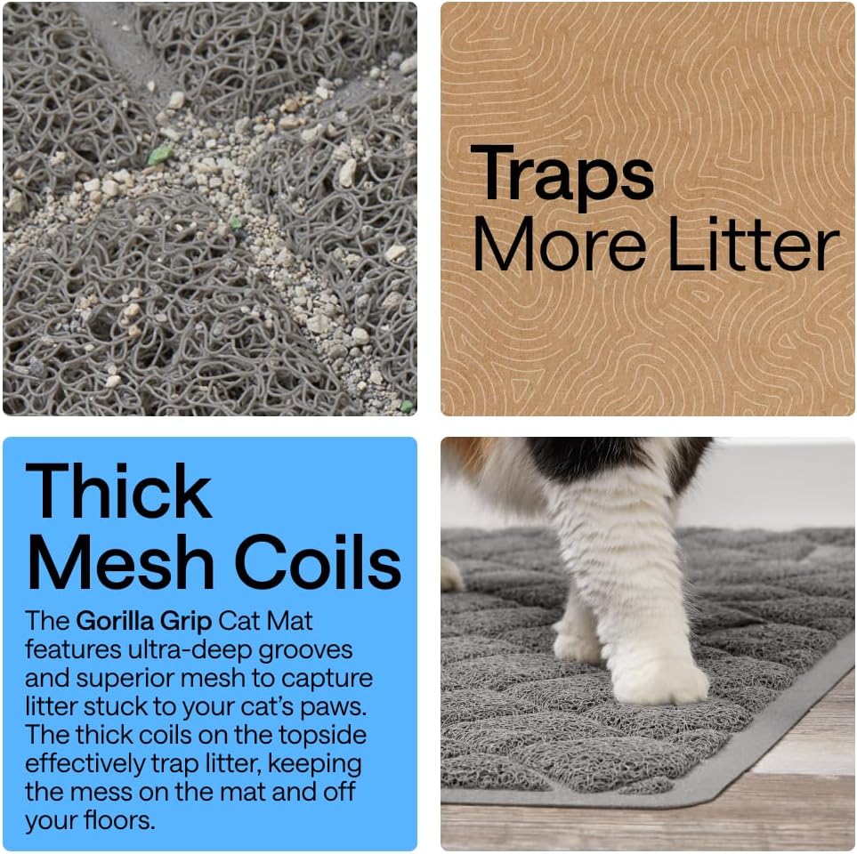 GORILLA GRIP Cat Litter Mat, Coiled Mesh Trapping Mats - Corner (32" x 32" x 45") / Grey - image 3