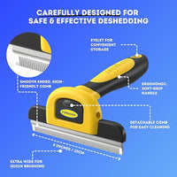 DakPets Stainless Steel Deshedding and Dematting Tool | Professional Pet Grooming Fur Brush for Cats and Dogs Hair Removal