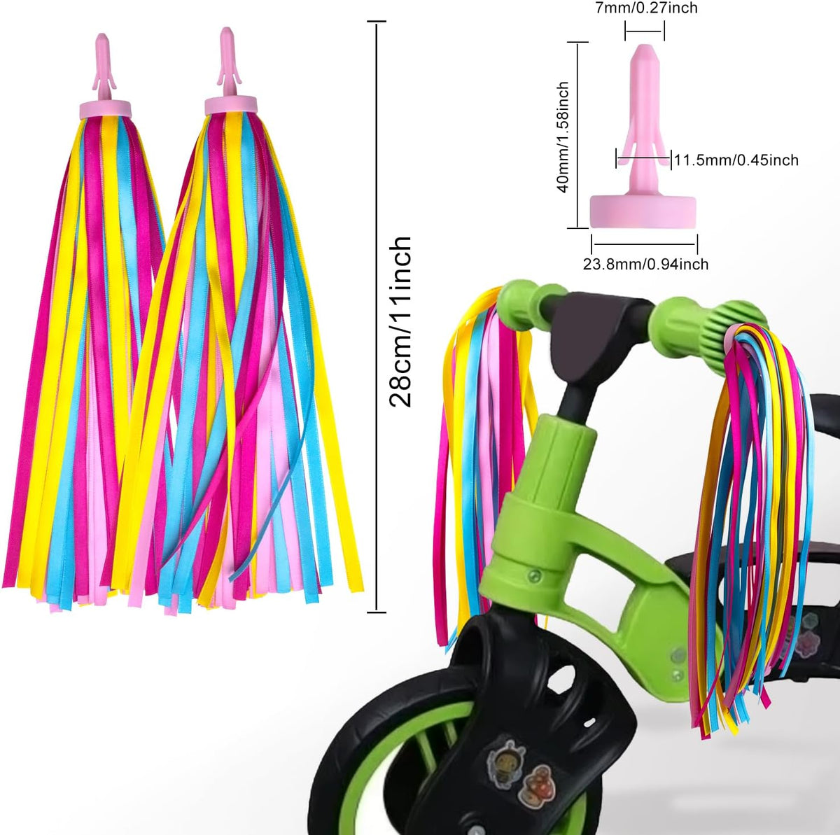 Bike Streamers Bike Tassels for Kids 1 Pair - Rainbow - image 2