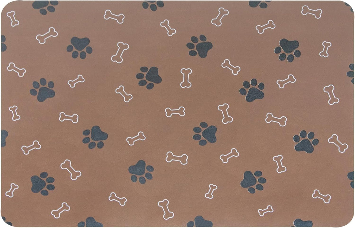 Pet Cat Dog Food Mat Non Slip Mat for Dog Water Bowl Mat Quick Dry - Brown / 18.1*11.8 in - image 2