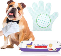 Dog Cleaning Gloves Wipes 15pcs Deodorizing Disposable Pet Grooming - 15pcs