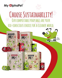 Compostable Dog Poop Bags, Cornstarch Eco-Friendly, HOME COMPOST NF T 51-800, 120 Count, Large Size Bag 9x13 Inches, 8 Unscented Refill Rolls, Leak-proof, Plantbased, GM-Free Corn