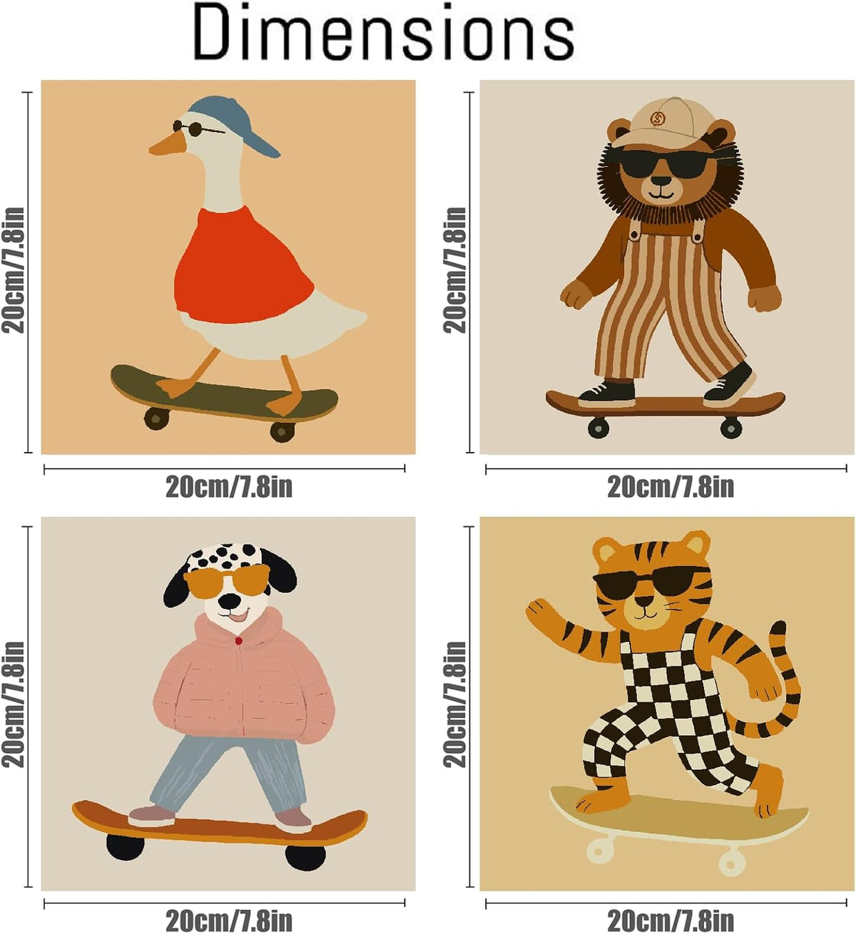 FQOVKYN 4 pack paint by number kit for kids with cute animal 8x8 canvases - view 12
