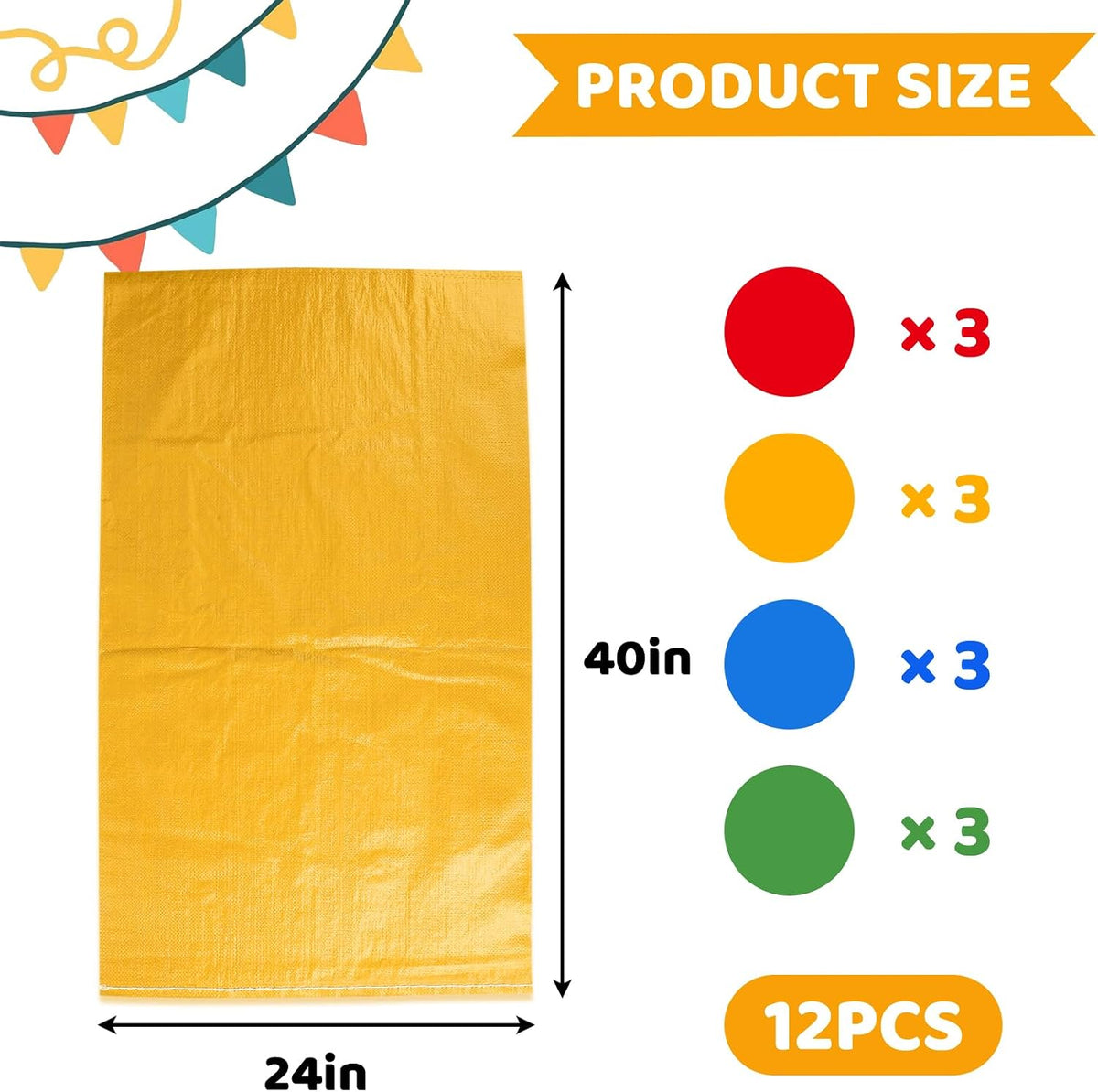 Warmfarm potato sack race bags in red, blue, green and yellow for kids and adults - view 2