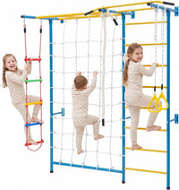 VEVOR indoor jungle gym for toddlers, multicolor 7-in-1 climbing set with rope ladder and gym rings