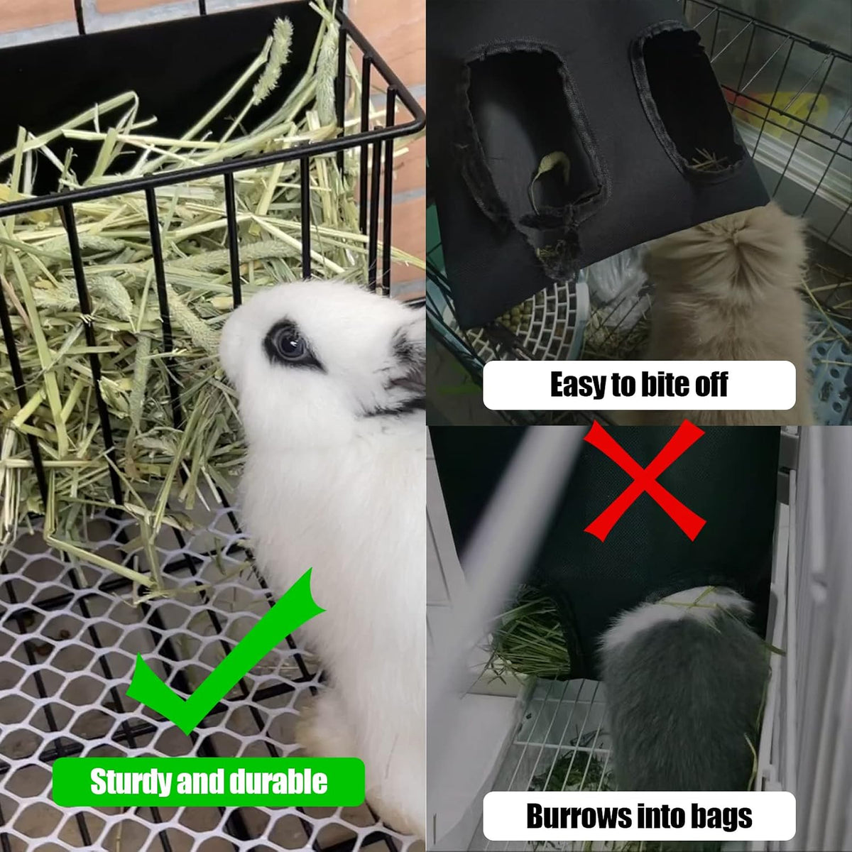 2PCS Rabbit Hay Feeder Guinea Pig Hay Feeder with Heavy-Duty Metal - 2 piece / Matte Black - image 4