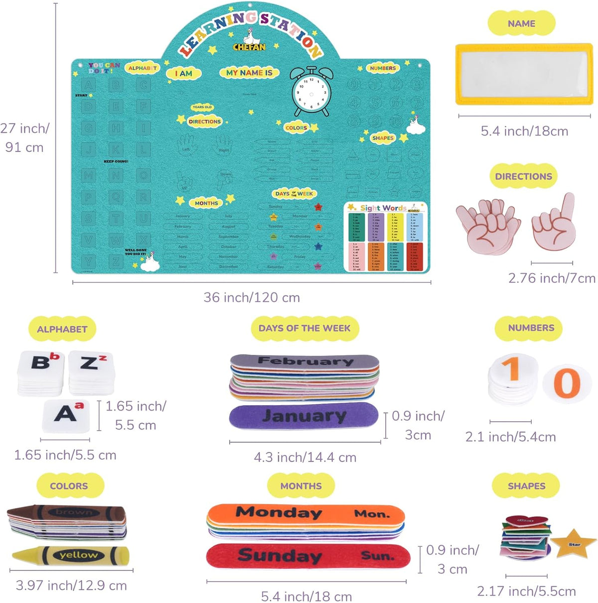 CHEFAN farm animals felt story board set with barn, tractor, cows, sheep and pond pieces - view 4