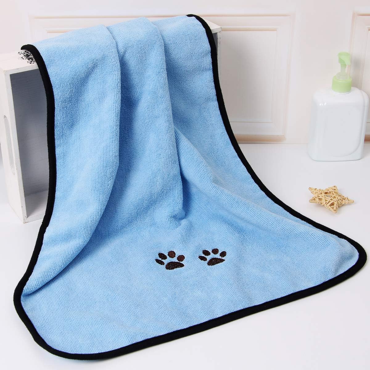 Pet Dog Cat Microfiber Drying Towel Ultra Absorbent Great for Bathing - Pink Blue / 20" x 35" - image 3