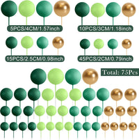 75 Pieces Cake Balls Topper Decorations Foam Cupcake Topper Mini - Green Gold Series - image 2
