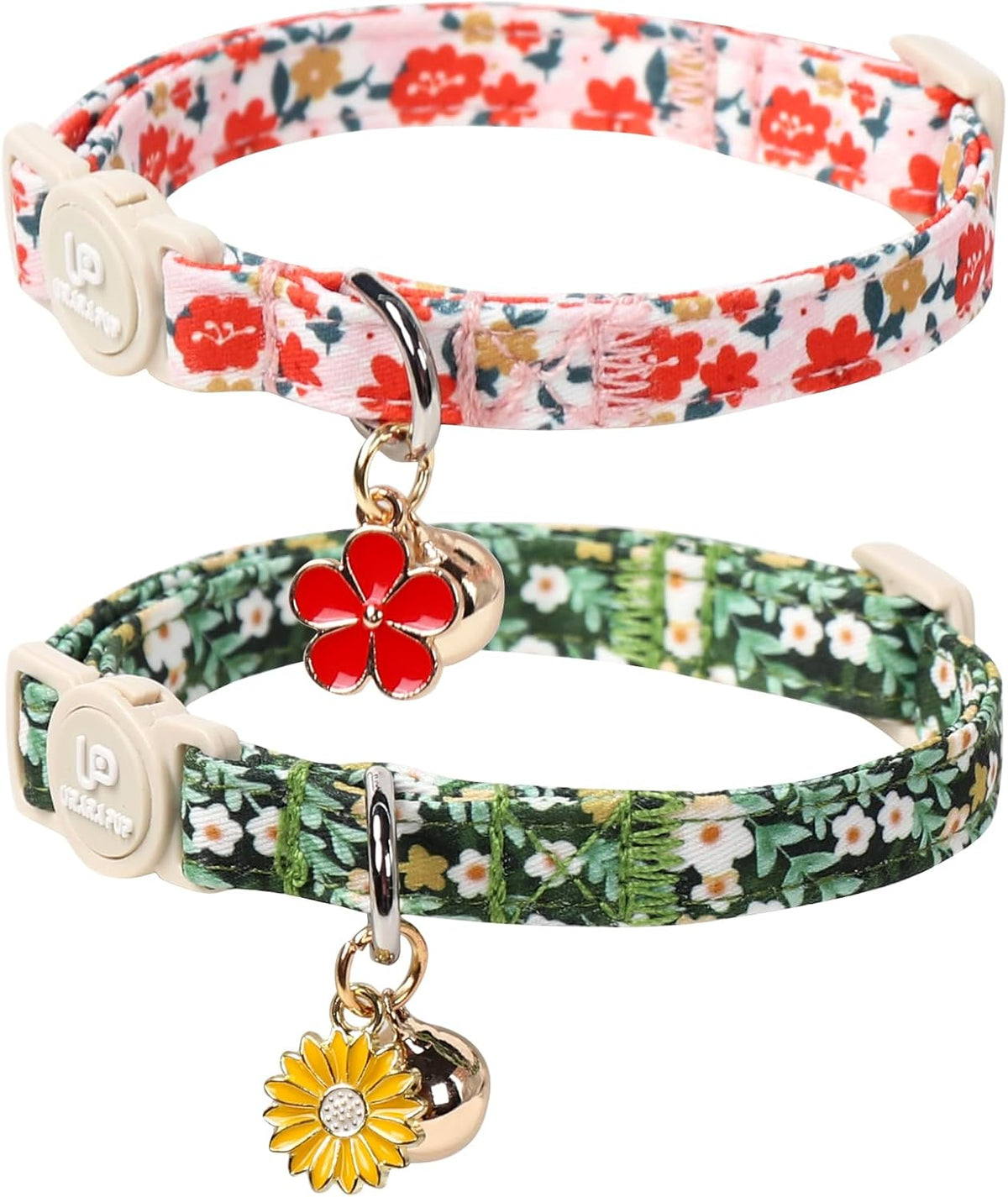 Halloween Cat Collar-2Pack Autumn Pumpkin Kitten Collars-Funny - GreenLeafFlower&PinkYe