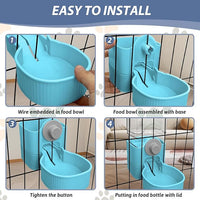 Fhiny Rabbit Food Dispenser, 40oz Large Capacity Hanging Gravity Bunny Feeder for Cage Automatic Guinea Pig Feeding Bowls Pet Food Storage for Guinea Pig Bunny Ferret Chinchilla Cat Puppy