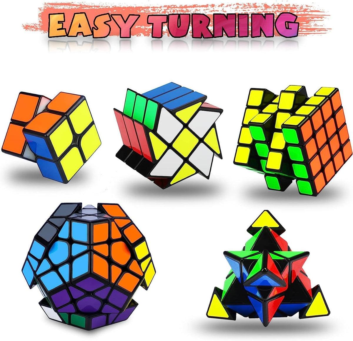 Speed Cube Set, 2x2, 4x4, Pyraminx, Pyramid, Megaminx - image 2