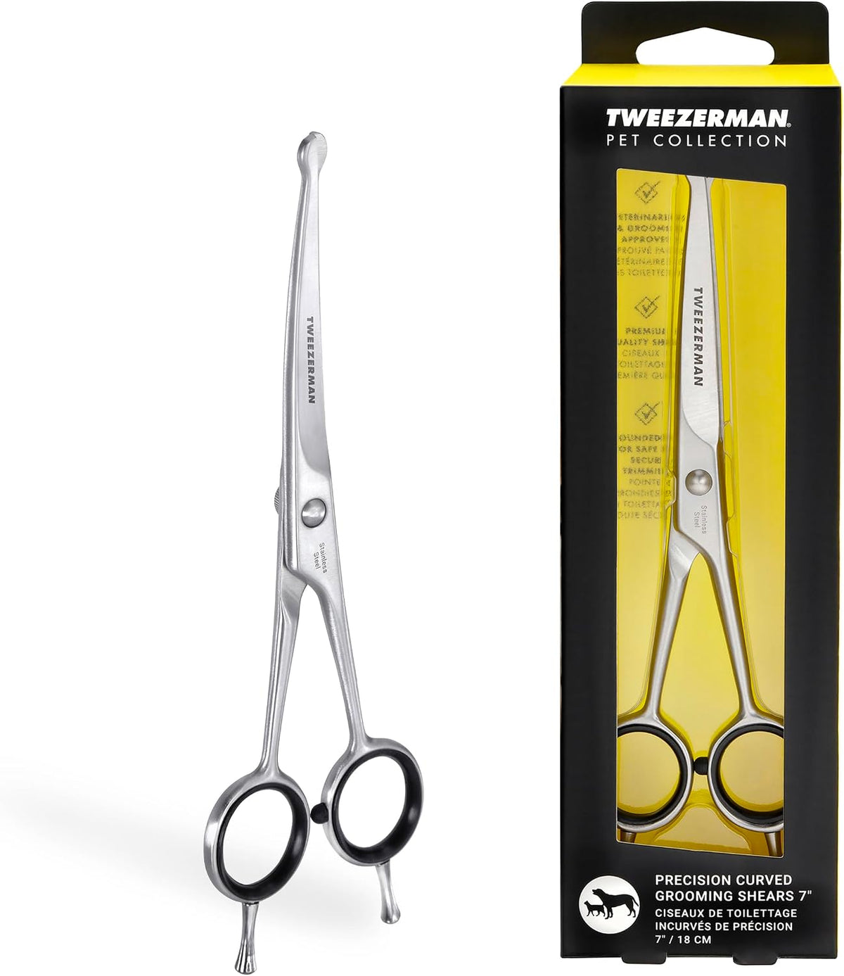 Tweezerman Pet Grooming Scissors-Rounded Tip Trimming Scissor - 7" Shears