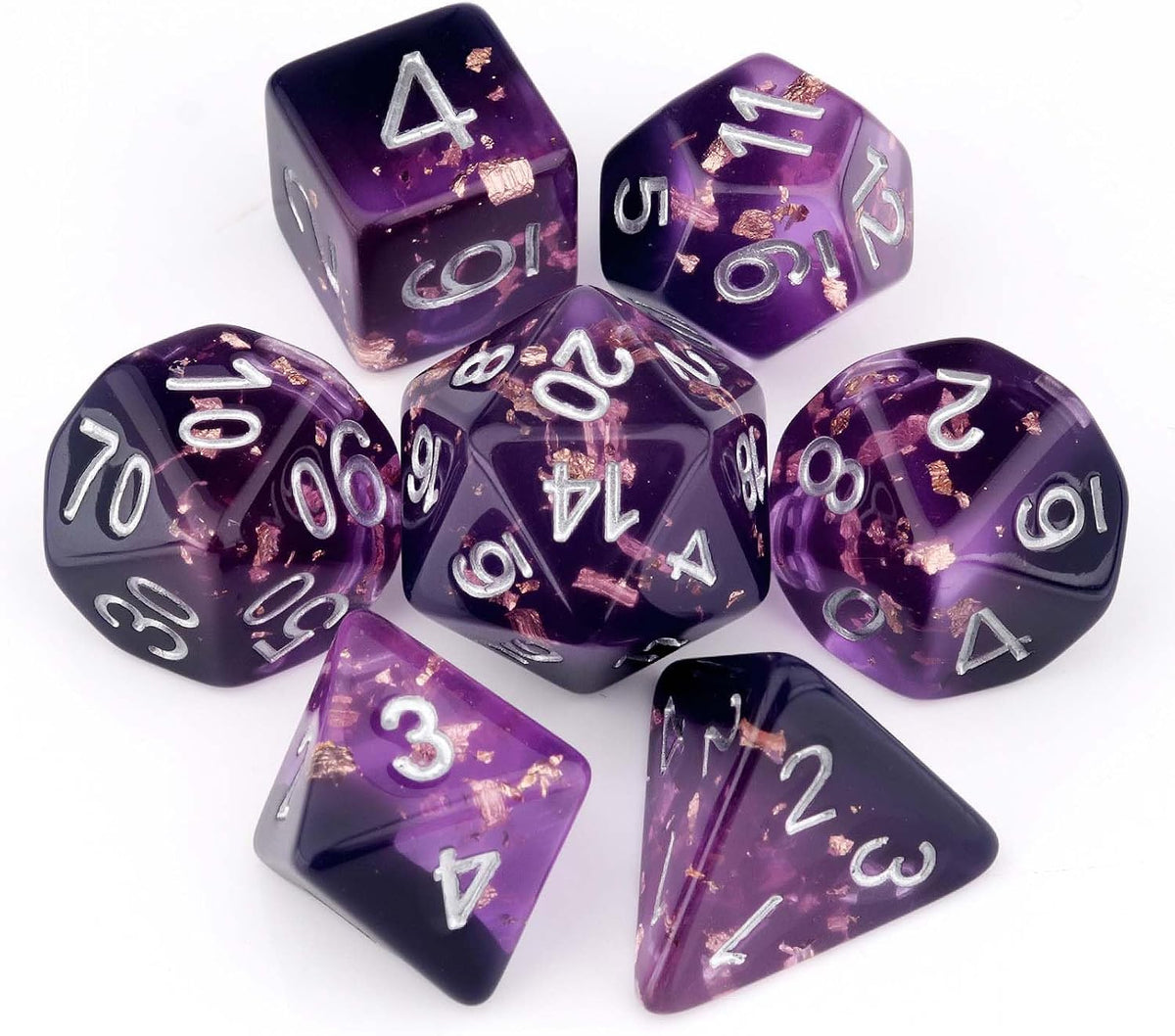 Haxtec Light Green DND Dice Set - Purple Black