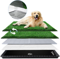 HQ4US Dog Grass Pad with Tray Odor Control Grass Pee Pad for Dog - XL - 45" x 34" for Dog＜ 38'' Length