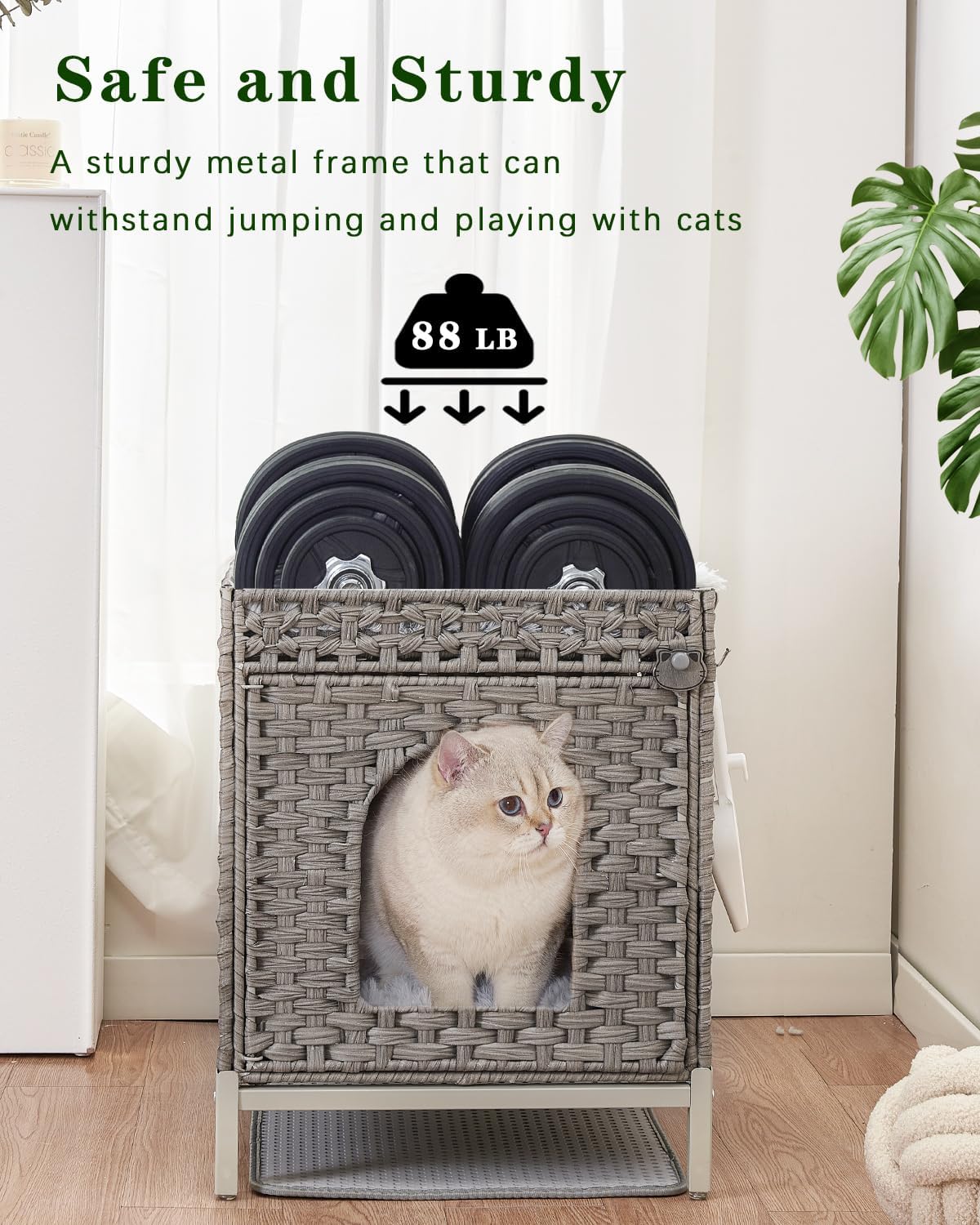 Cat Litter Box Enclosure Hidden Litter Box Furniture - Medium / Grey - image 3