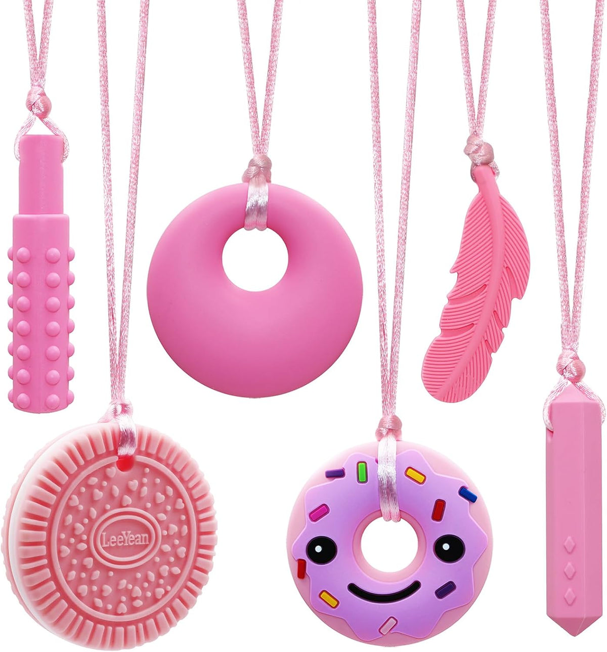 Chew Necklaces for Sensory Kids - Pink 6PCS