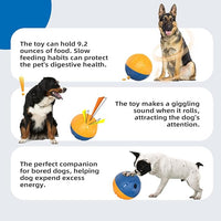 KADTC Dog Treat Giggling Ball - Adjustable Food Dispensing Speed - Puppy Basketball Toy - Puzzle Slow Feeder Mind Game for Medium/Large/Extra L Aggressive Chewers Breed