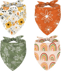 Whaline 4 Pcs Boho Pet Bandanas, Daisy Rainbow Floral Flower – Essentials for Dogs
