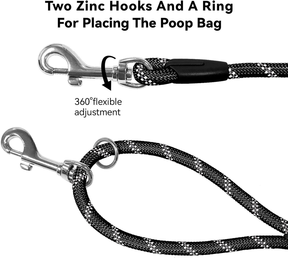 Long Dog Training Leash，Heavy Duty Reflective Rope Lead for Small - Black / 50FT - image 4