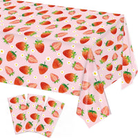 LINHAXM 3 Pack Brown Wood Grain Tablecloths - Strawberry
