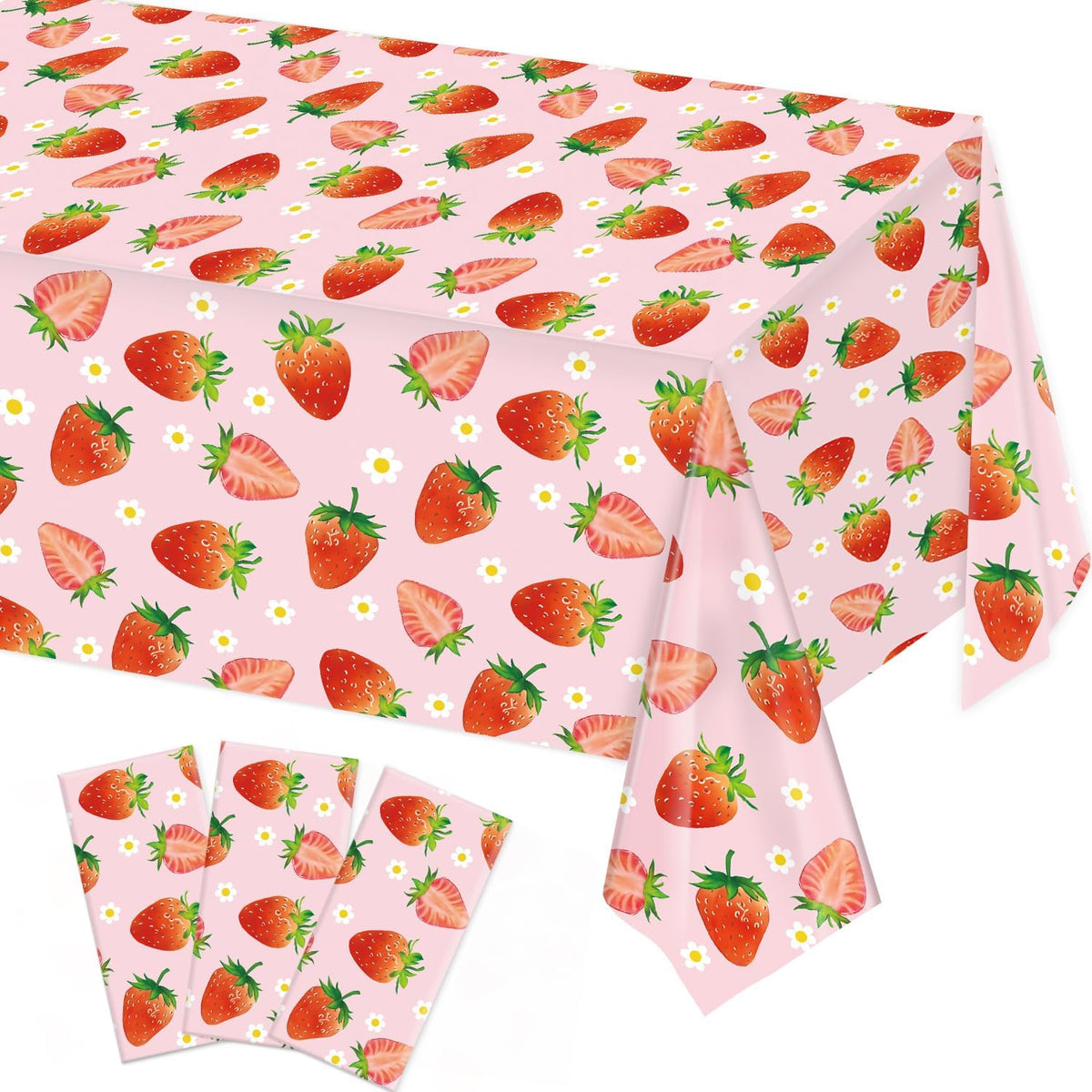 LINHAXM 3 Pack Brown Wood Grain Tablecloths - Strawberry