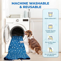 Fostanfly Washable Pee Pads for Dogs, 2 Pack Large 36"x48" Ultra-Absorbent and Leak-Proof Non-Slip Reusable Potty Training Pads for Dogs, Puppy & Cats of Add 8 Lanyards-Blue