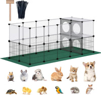 DINMO 28 Panels Bunny Playpen, Iron Net Bottom - Plastic and Metal Mesh Design