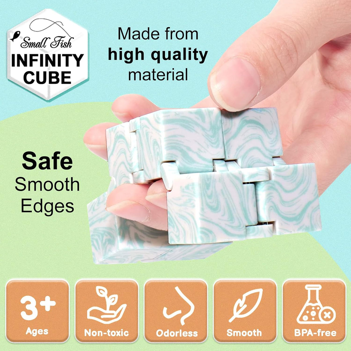 Infinity Cube Fidget Toys for Kids - Marble / 1.5 x 1.5 Inches - image 3