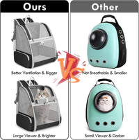 Cat Backpack Carrier, Small Dog Carrier Backpack with Fully Ventilated Mesh, Kitten Wand Feather - Black - image 4