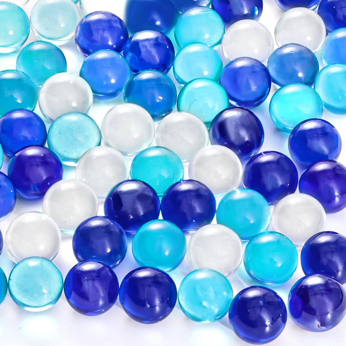 FUTUREPLUSX 75PCS Blue Marbles Bulk, for Kids Marble Run Games - Transparent blue marbles