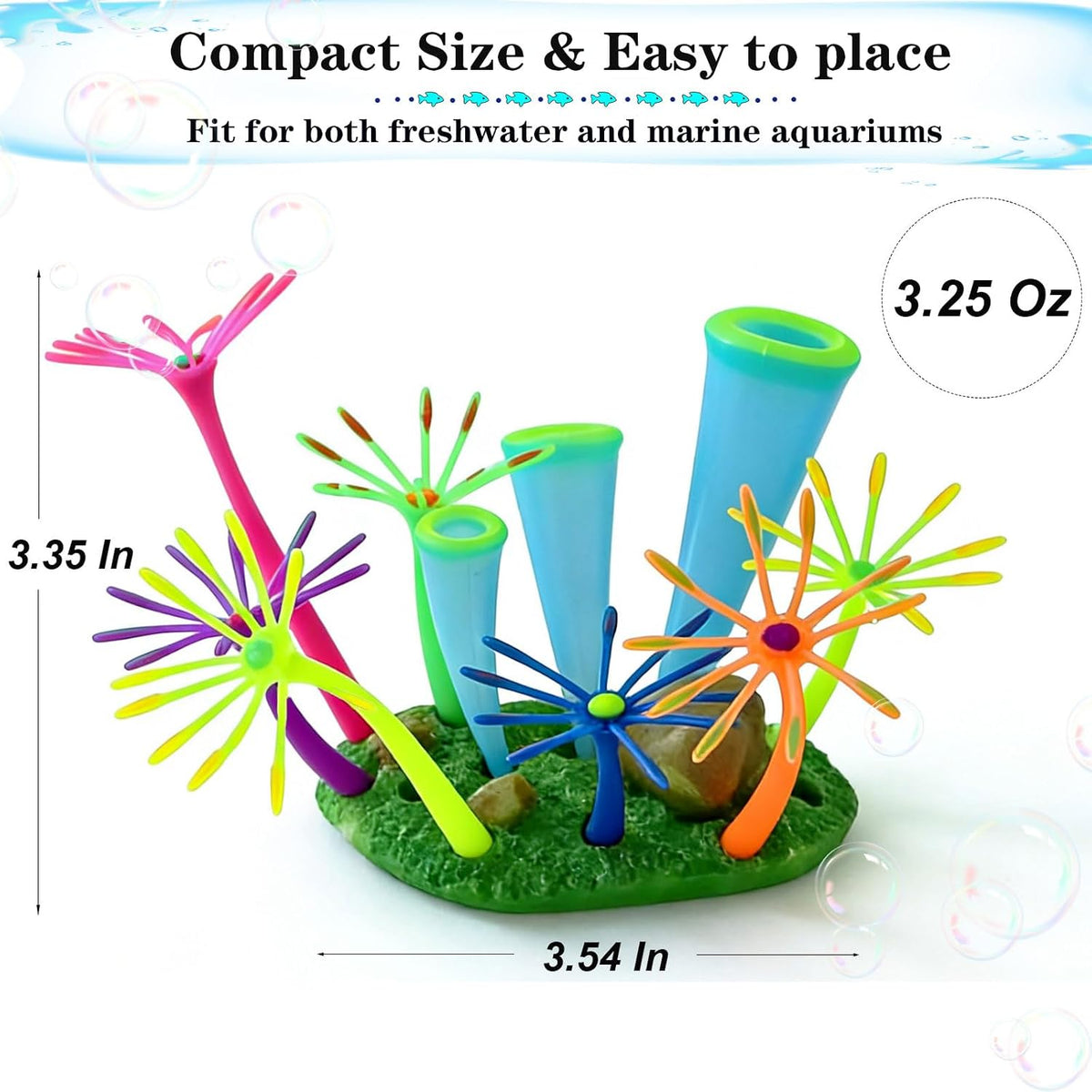 2pcs Silicone Glowing Effect Aquarium Fish Tank Decorations - Green - image 2