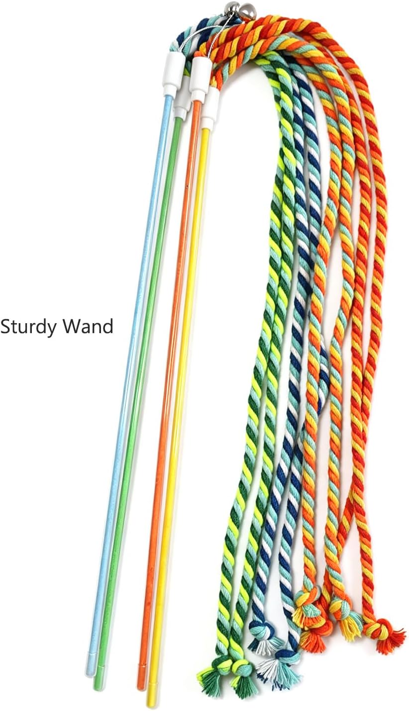 Cat Wand Toy 4 PCS Vibrant Plush Srtip Teaser Wands Interactive Cat - C - image 3