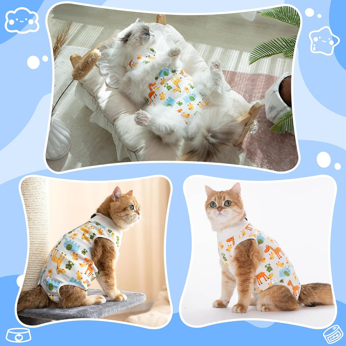 Coppthinktu Cat Recovery Suit Female Cat Onesie After Surgery Anti - Medium / Giraffe - image 3