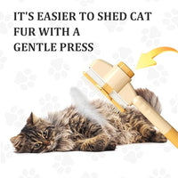 2-Pack Pet Hair Removal Comb & Flea Comb with Release Button for Cats & Dogs - Grooming Brush for Short/Long Hair Green & Yellow