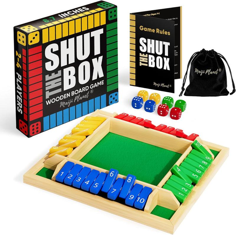 Classic Original Shut The Box Game Wooden Math Dice Board Game 2-4 - 8.7in