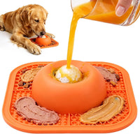Slow Feeder Dog Bowls & Lick Mat for Liquid and Thick Treat - Large / Orange